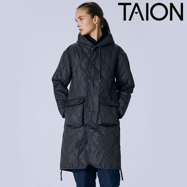 【SALE20%OFF】【即納】TAION タイオン アウター ミリタリーフードダウンコート 長袖 ダウン コート ミドル丈 w106bml-long