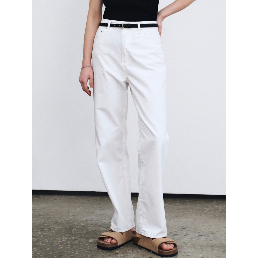 LOEIL LW215 ライトストレートコットンパンツアイボリー