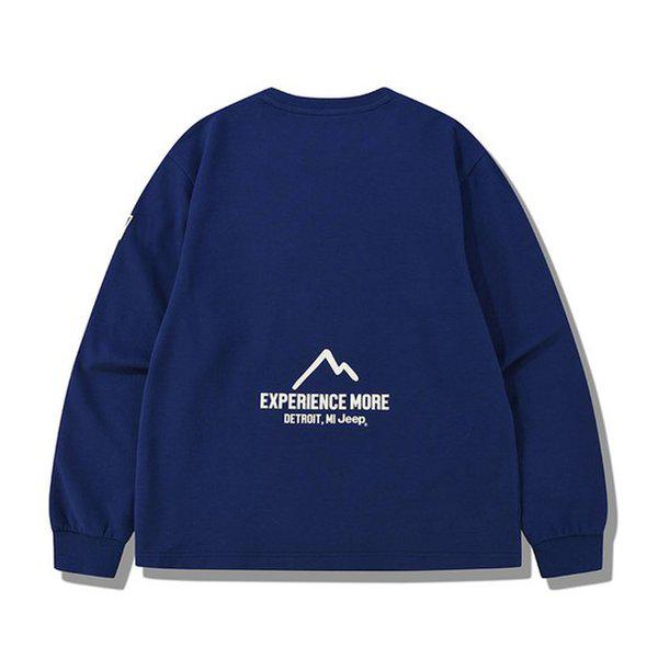 デトロイトマウンテンロゴバックプリント男女共用マンツーマン JQ1TSU832BL