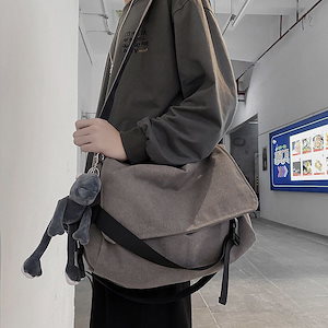 キャンバスバッグ メンズ ショルダーバッグ 大容量 韓国 レトロ カジュアルバッグ 学生かばん シンプル 男女兼用 ワンショルダーバッグ