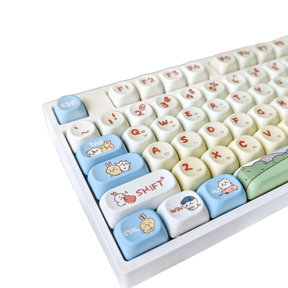 かわいい メカニカルキーボード キーキャップ ハングル 英文 刻印 PBT染料昇華 キャラクター キーキャップ
