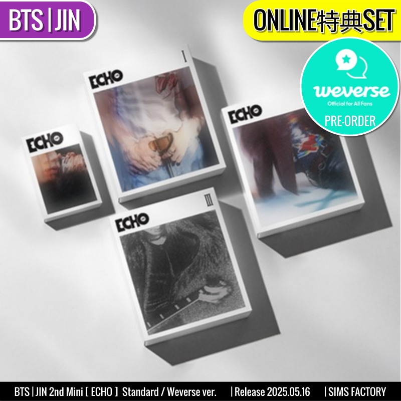 ONLINE特典+ [4種SET] PB3種+ Weverse1種 BTS アルバム JIN 2nd Mini [ ECHO ] 防弾少年団 /初動チャート反映 +Shop Gift
