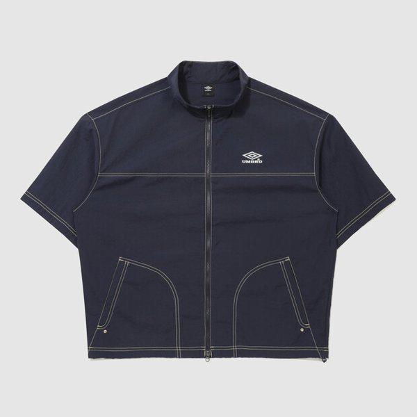 クリスピー・タスラン・スタンドネック半袖フルジップジャケット DARK NAVY UR221CJK57 DVY0
