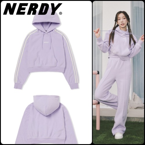 ウーマンズ テリークロップフーディ フードパーカー ライトパープル 韓国 公式