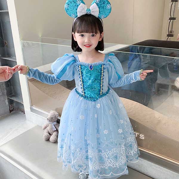 「新品限定割!引!」子供 ドレス プリンセス クリスマス コスプレ コスチューム 半袖 ロング お姫様ドレス プリンセス なりきり 衣装 服 人気 誕 女子用 子供用 ワンピース 雪結晶 ブルー 青