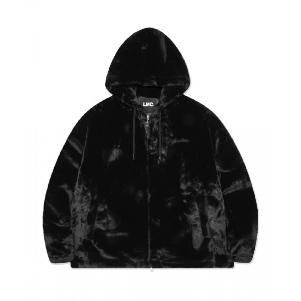 LMC チームフェイクファーフード付きジャケットブラック