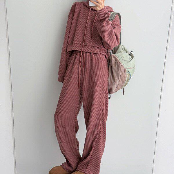 （SET）美Aウーフードセット 冬 女性 起毛 セット