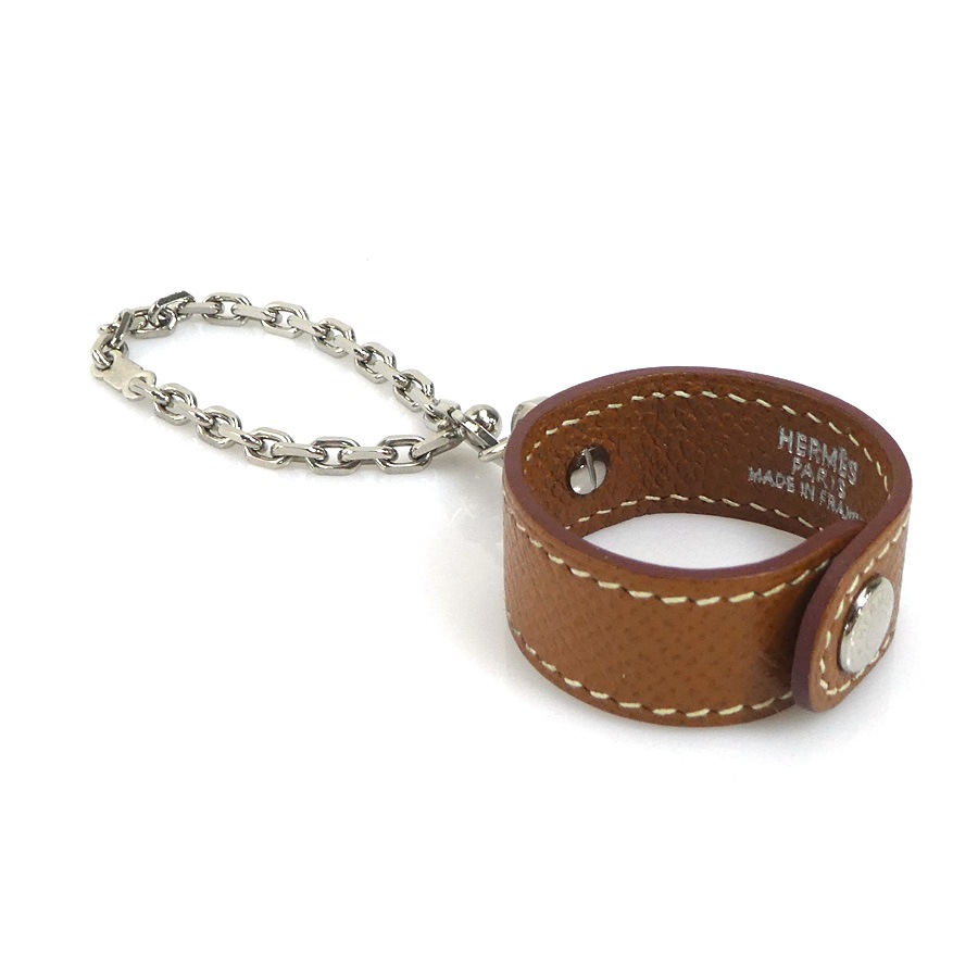 エルメス HERMES チャーム グローブホルダー レザー/メタル ブラウン/シルバー ユニセックス e58640f