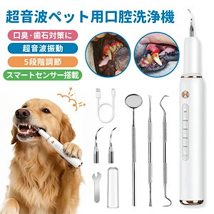 【10%OFFクーポンあり】「自宅で簡単ペットの口腔ケア」ペット用歯石除去器 超音波 ペット口腔洗浄機 犬 猫 歯ブラシ 電動デンタルクリーナー 口臭対策 歯垢除去 5段階調節 LEDライト付き US