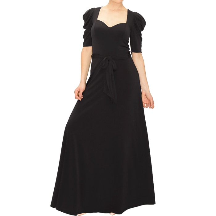 インポート ビクトリアンスリーブ マキシンポート 無地 S.M.L ブラック MADE IN USA JN220622LA025