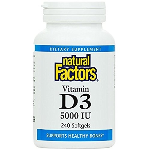 Natural Factors - Vitamin おトク D3 5000 IU Supports Healthy Gels Soft 送料無料新品 240 Bones