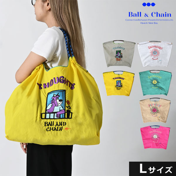 【即納】 ボールアンドチェーン Ball＆Chain 正規品 RyuAmbe リュウアンベ コラボ Lサイズ バッグ ショッピングバッグ エコバッグ トートバッグ ショルダー 刺繍 ギ