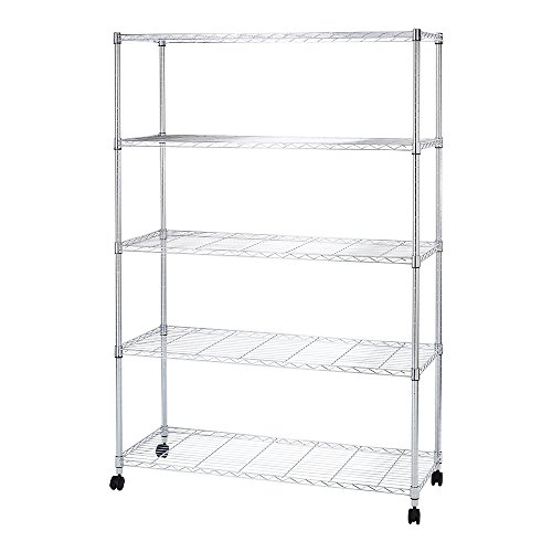 ドウシシャ ルミナス互換 メタルルミナスラック 幅120 5段 スチールラック 収納棚 幅120×奥行46×高さ180cm 全体耐荷重400kg頑丈 キャスター付き 防錆加工 ポール径25mmパーツ対