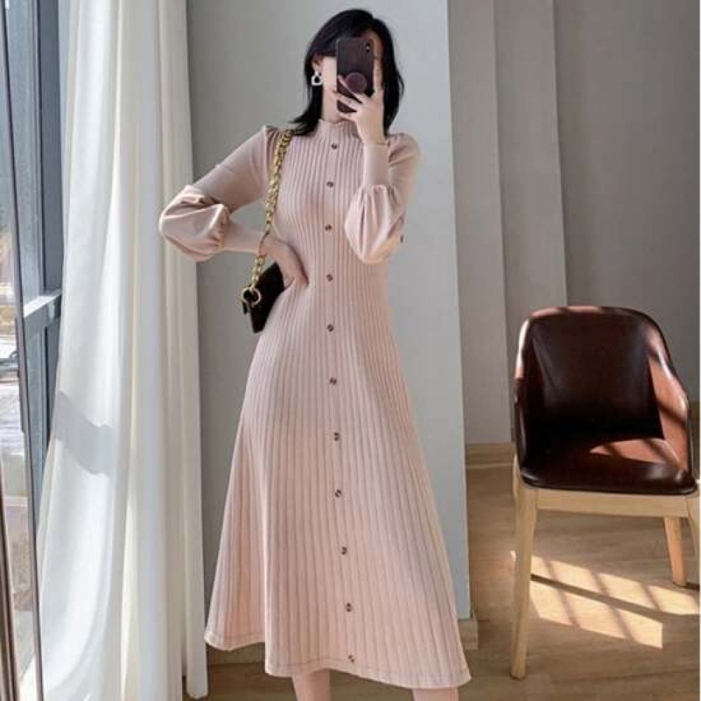 ショップアン レディース ハーフネック プリーツ ニット ロングワンピース WON-WDR-WFICGGV