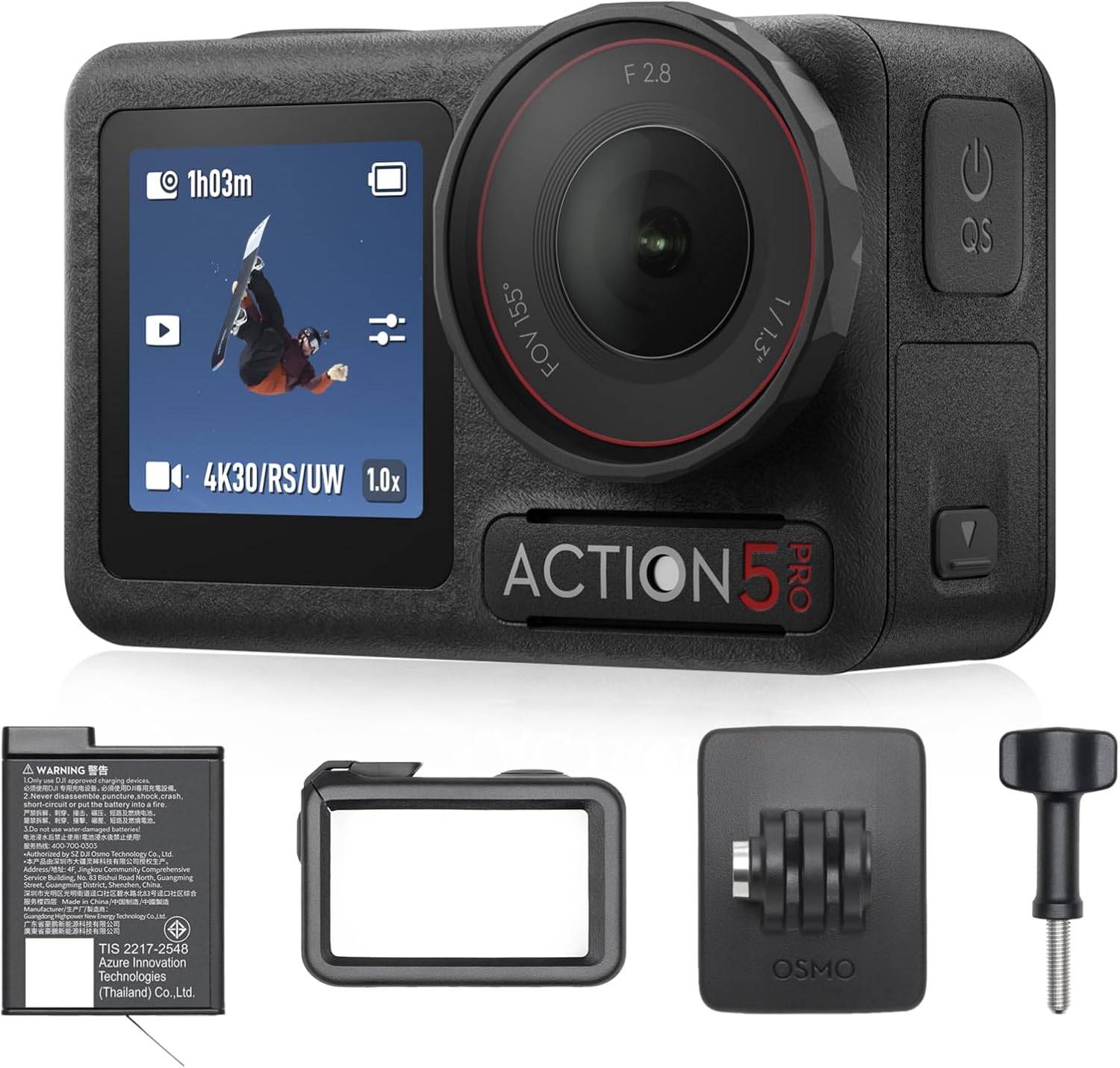 Osmo Action 5 Pro スタンダードコンボ アクションカメラ小型 1/1.3インチセンサー付き 防水 4K/120fps映像 被写体トラッキング 手ブレ補正 デュアルOLEDタッチ