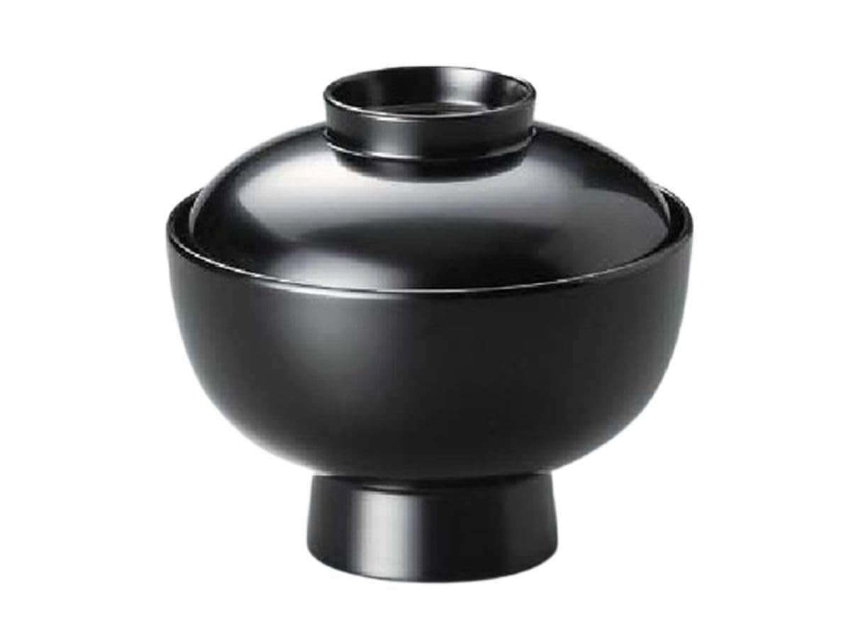 J-kitchens 味噌汁 お椀 日本製 洗浄機対応雑煮椀 黒 （1客) 12.6cm 漆塗り 手塗り その壱