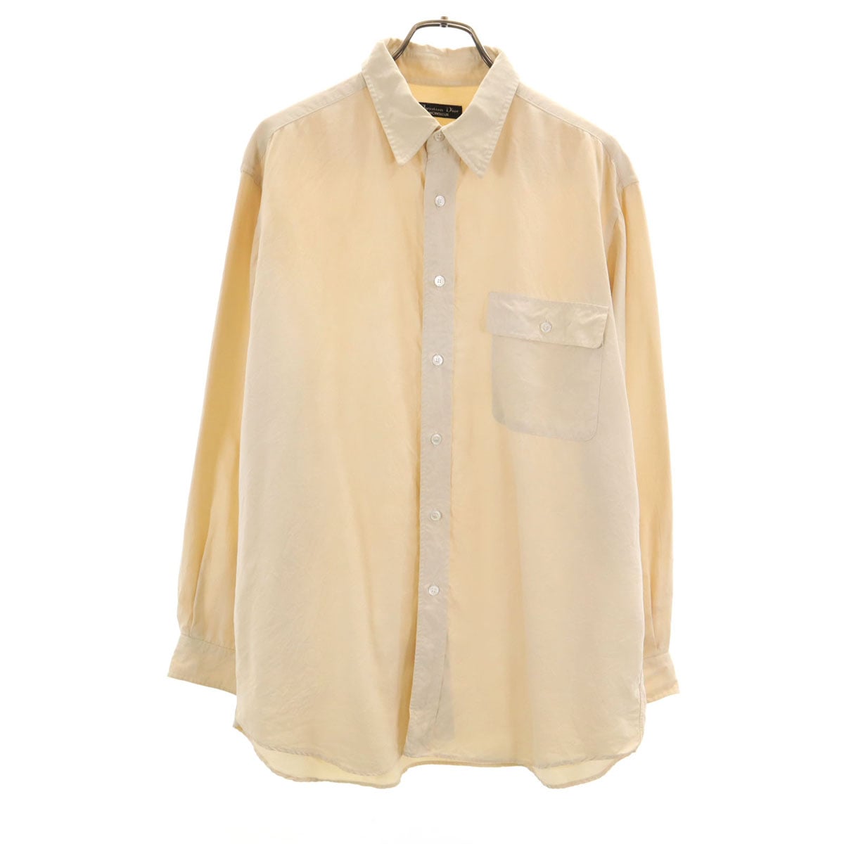 Christian Dior MONSIEUR クリスチャンディオール ムッシュ 90s シルク オールド 長袖 シャツ L クリーム メンズ 古着