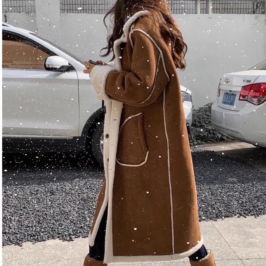 コート冬レトロ韓国風リバーシブル二面毛皮一体ゆったりポケット長袖コートコートコート女