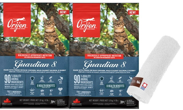 【正規品】オリジン ガーディアン８ 1.8kg 2個セット 【犬想いオリジナル今治ハンドタオルセット】【タオルカラー ホワイト】