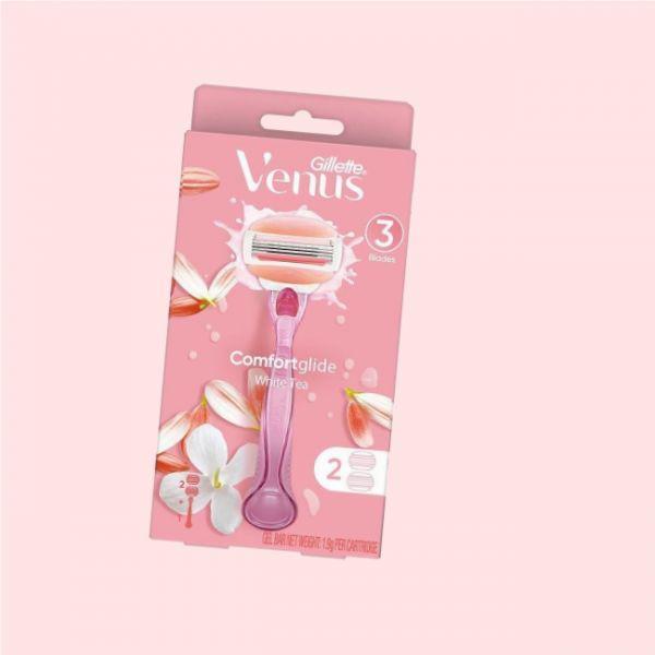 ヴィーナス コンフォート グライド ホワイトティー かみそり 本体 1個 + 替刃 2個 4314290