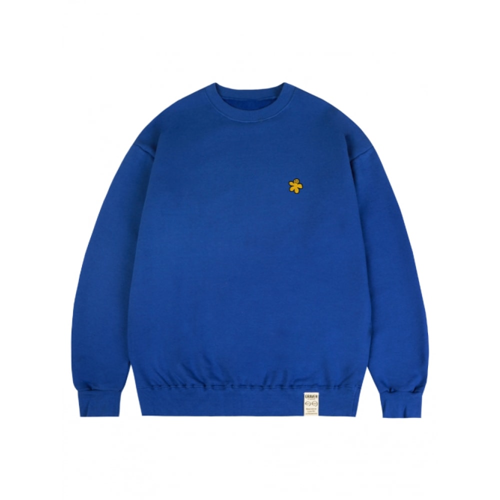 GRAVER [ユニセックス] イエローオッドフラワー刺繍スウェットシャツ_コバルトブルー