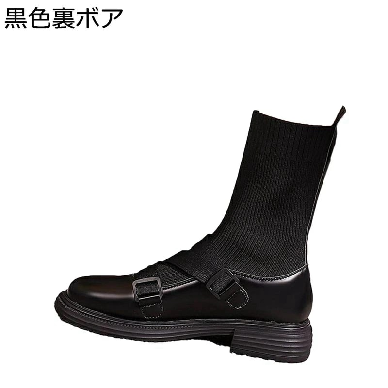 ショートブーツ ソックスブーツ ローヒール 弾力性 ベルト飾り ブーティ レディースブーツ アンクルブーツ 秋靴 冬靴 通気 キレイめ ファッション 痛くない 履きやすい 歩きやすい