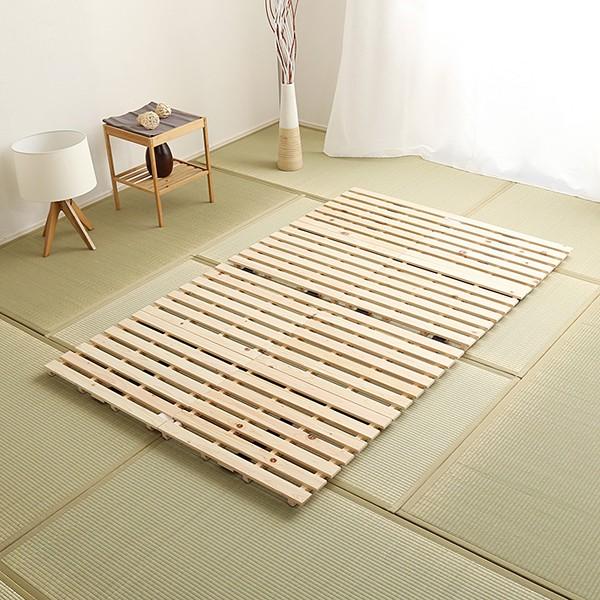 すのこベッド 二つ折り セミダブル 折畳み 湿気防止 防ダニ 防カビ 断熱 結露防止 日本産ひのき 檜 桧 ヒノキ スノコ 折りたたみ