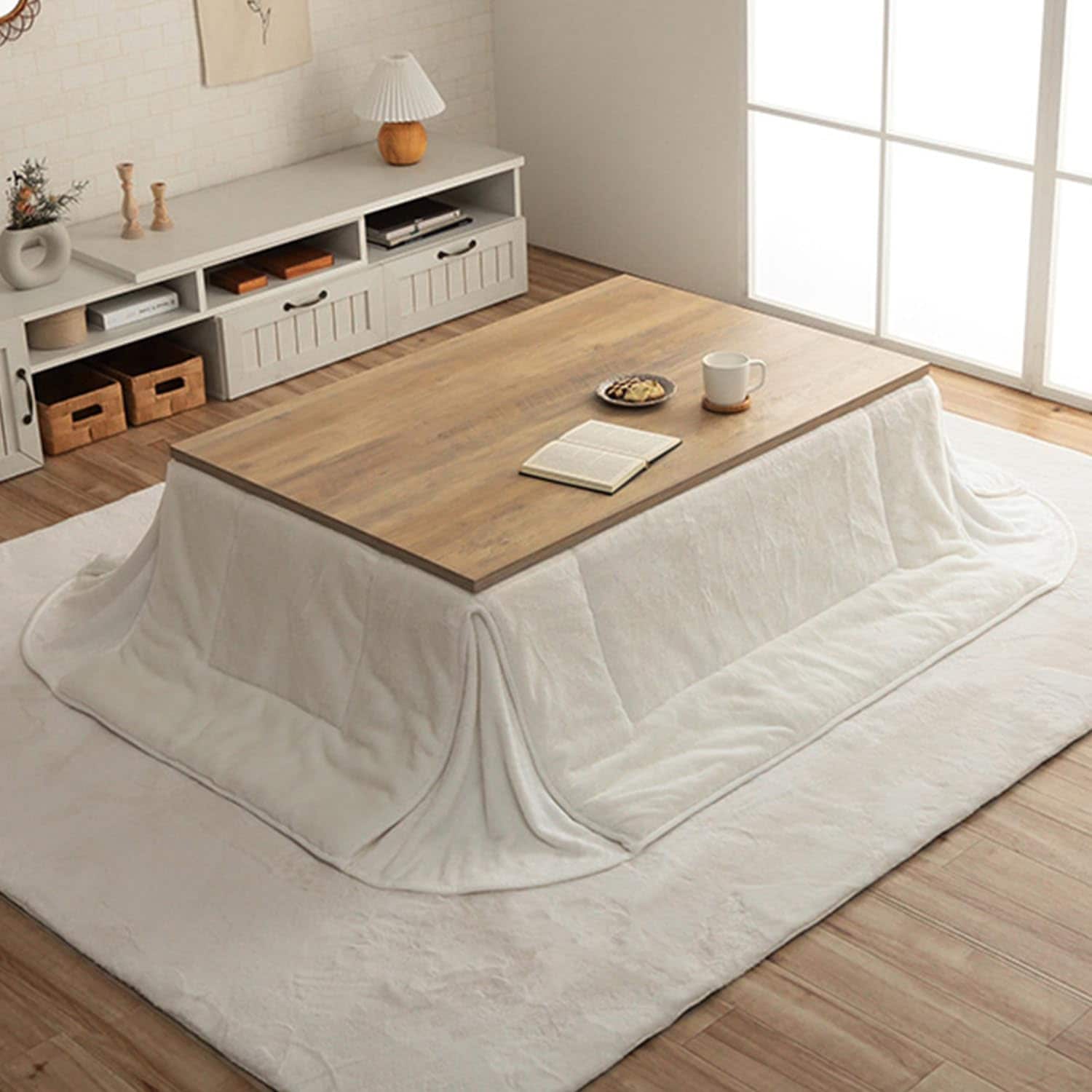 イケヒコ こたつ 布団 長方形 ラピアス 省スペース スノーホワイト 約180×220cm 無地 やわらか ふかふか フェミニン #6843329