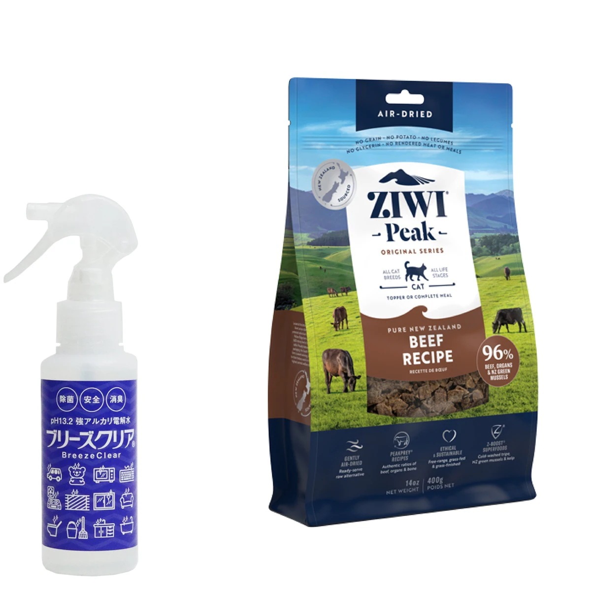 エアドライ キャットフード グラスフェッドビーフ 400g 【ph13.2強アルカリ電解水100ml】