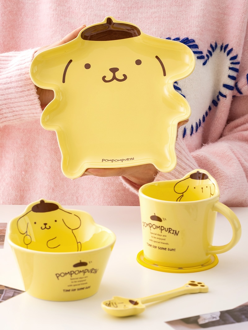 新型プリンドッグ1人用食器セットキャラクター家庭用陶磁器ご飯茶碗皿組み合わせクリーム風食器セット
