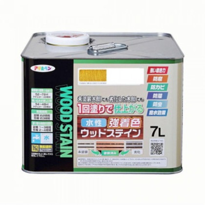 アサヒペン 木部塗料 水性強着色ウッドステイン 7L パイン 防カビ 防虫 防藻 撥水