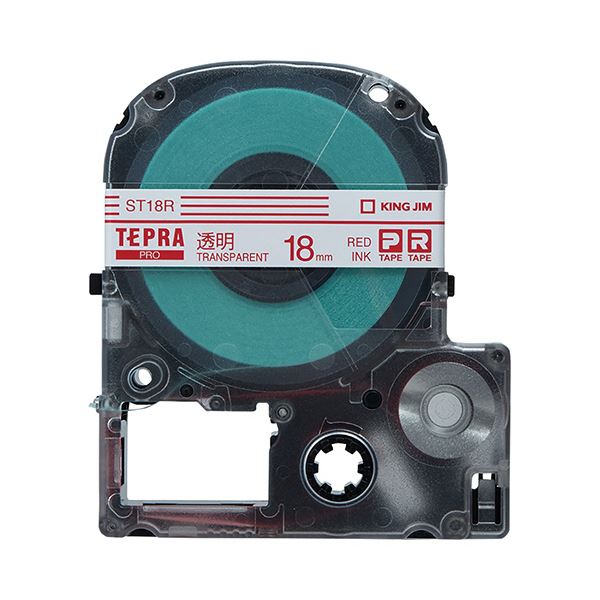 （まとめ） キングジム テプラ PRO テープカートリッジ 18mm 透明／赤文字 ST18R 1個 (×4セット)