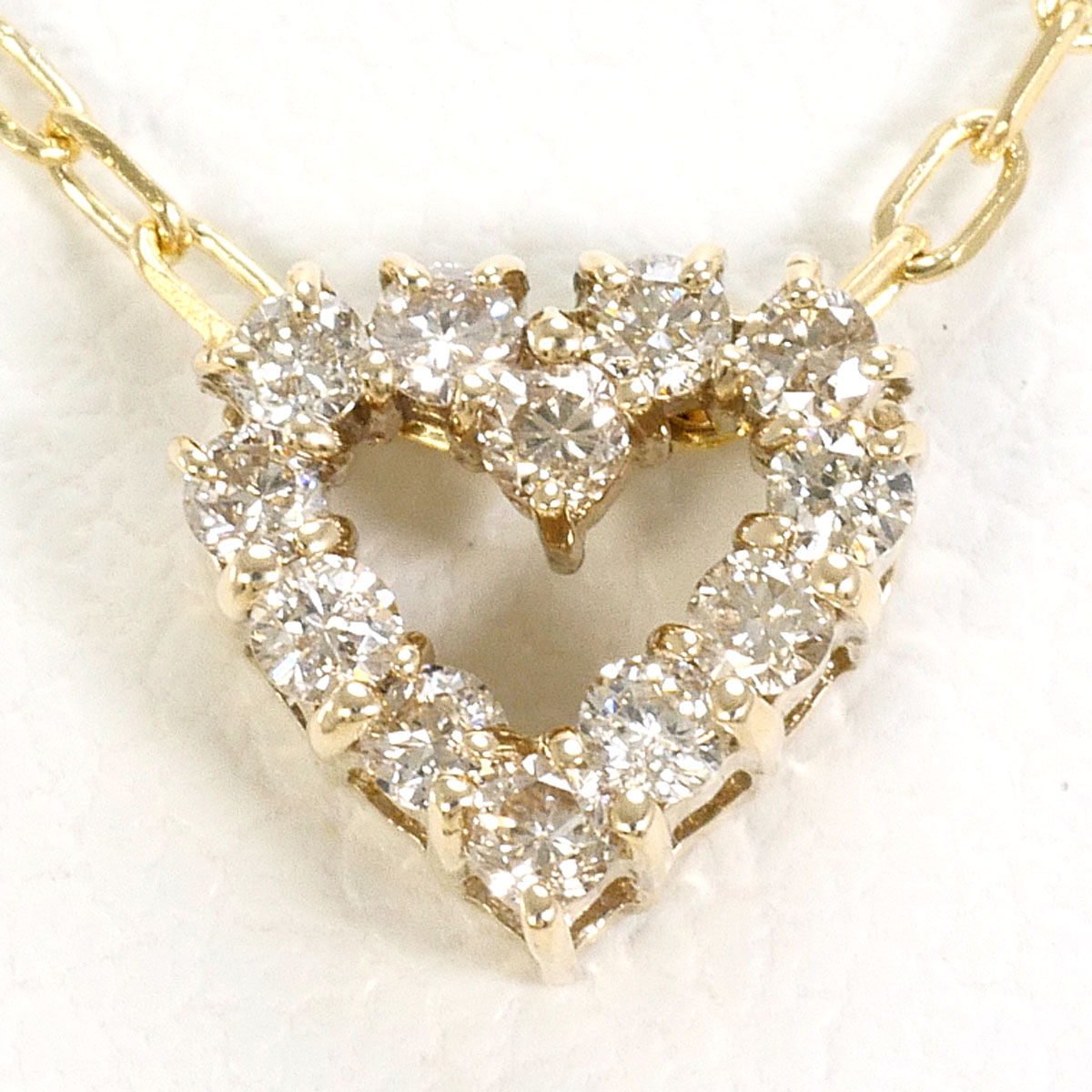 K10 10金 YG イエローゴールド ネックレス ダイヤモンド 0.12ct 総重量約1.1g 約40cm 中古
