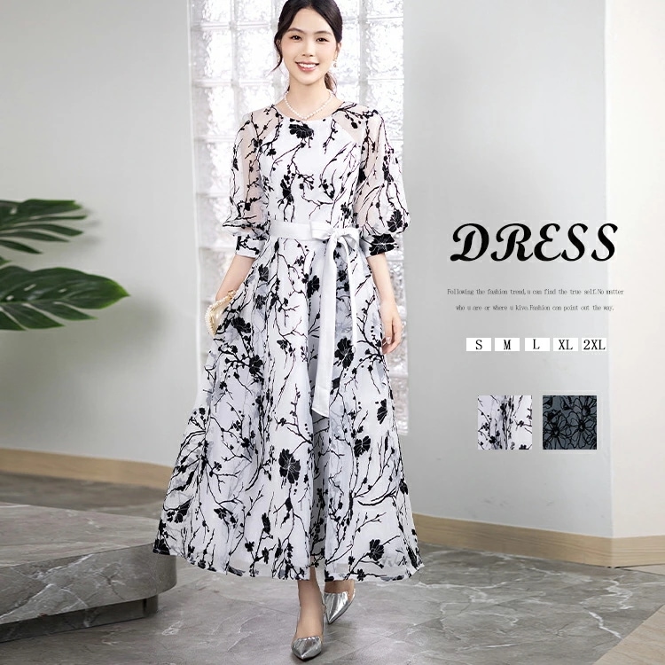 ドレス ワンピース 結婚式 フォーマル シアー ロングワンピース レディース きれいめ チュール aラインワンピース 体型カバー 着痩せ ロング丈 チュールワンピース 女の子 フェミニン 披露宴 二次