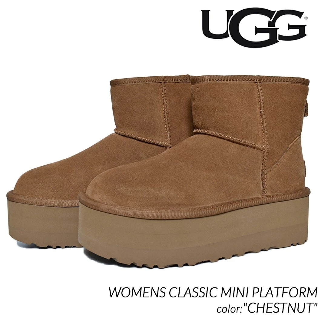 UGG WOMENS CLASSIC MINI PLATFORM CHESTNUT アグ ムートンブーツ クラシック ミニ プラットフォ