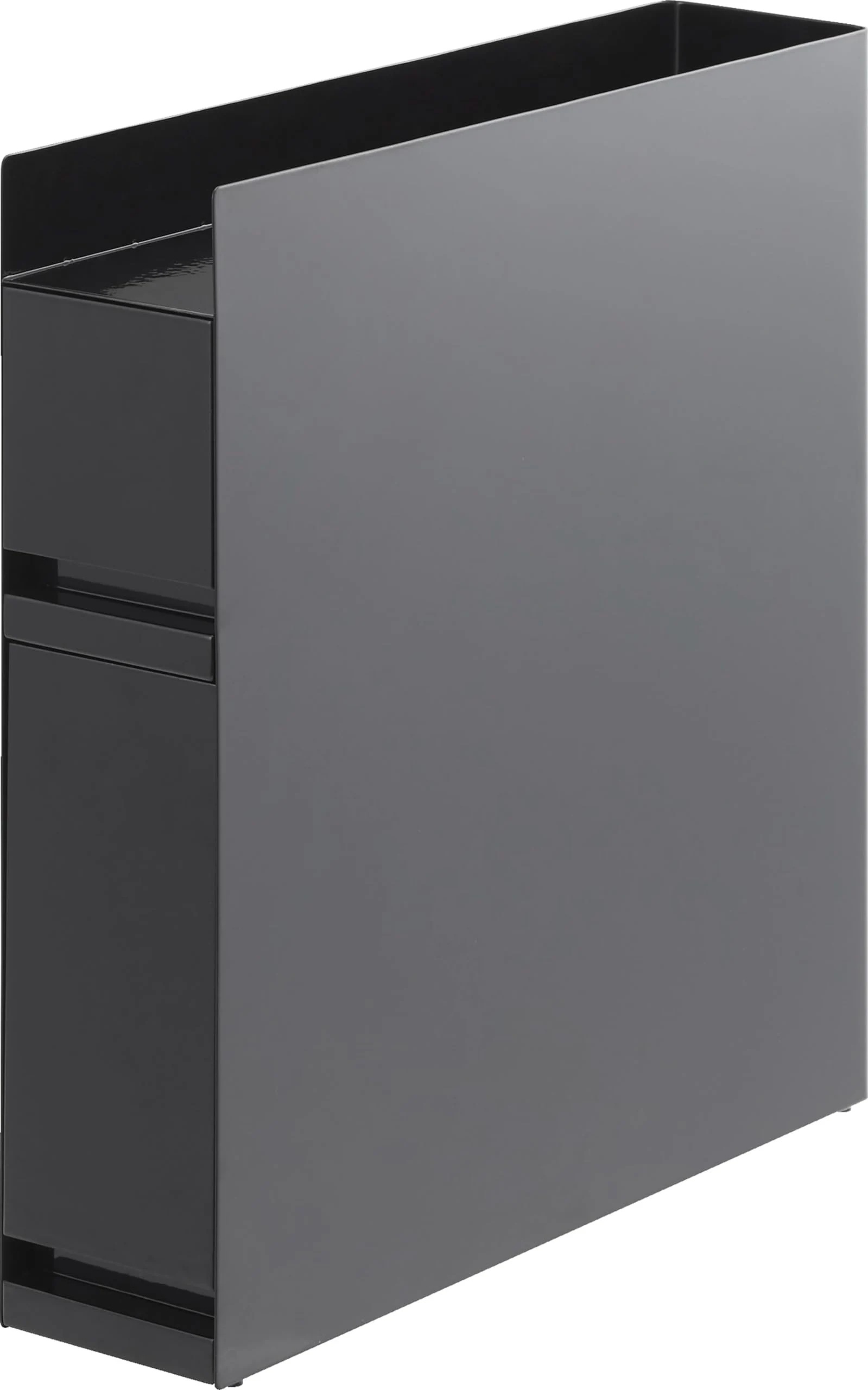 【 完成品 ストッパーのみ要取付 】 隠せる 調味料ラック 2段 ブラック 約W12.5×D50～93×H52.5cm タワー 大容量 引き出し式 コンロ横 キッチンラック