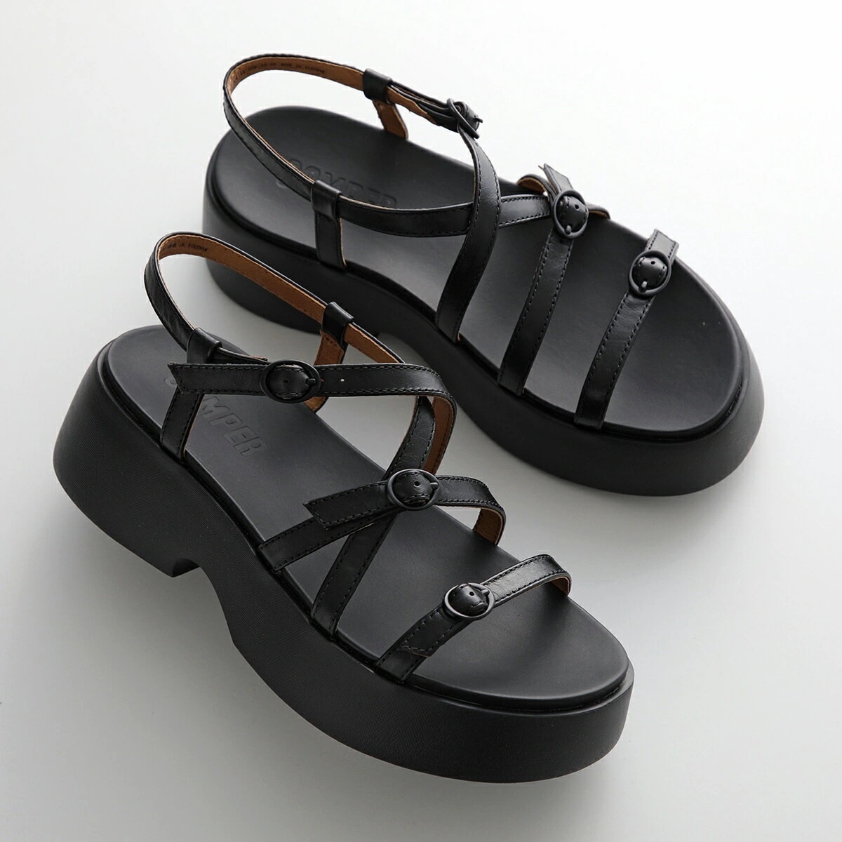 CAMPER カンペール サンダル Tasha タシャ K201713 レディース フラット 厚底 軽量 ストラップ プラットフォーム シューズ 靴 001/Black 【mega】