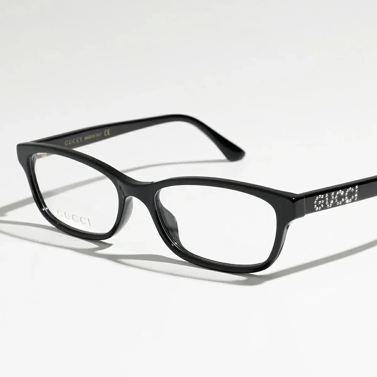 GUCCI グッチ メガネ GG0730O レディース スクエア型 めがね 眼鏡 ロゴ アイウェア 黒縁メガネ 伊達メガネ ラインストーン 005/Black