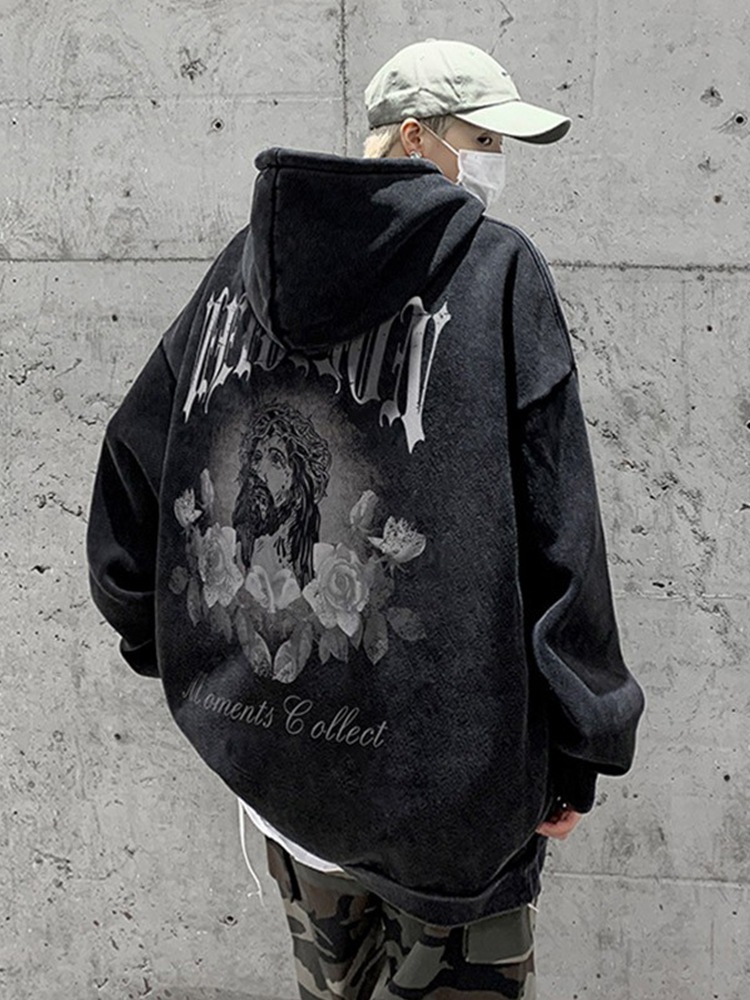 アメリカンレトロセーターメンズフード付き春と秋の潮ヨーロッパとアメリカのブランド綿ハイストリートジャケット