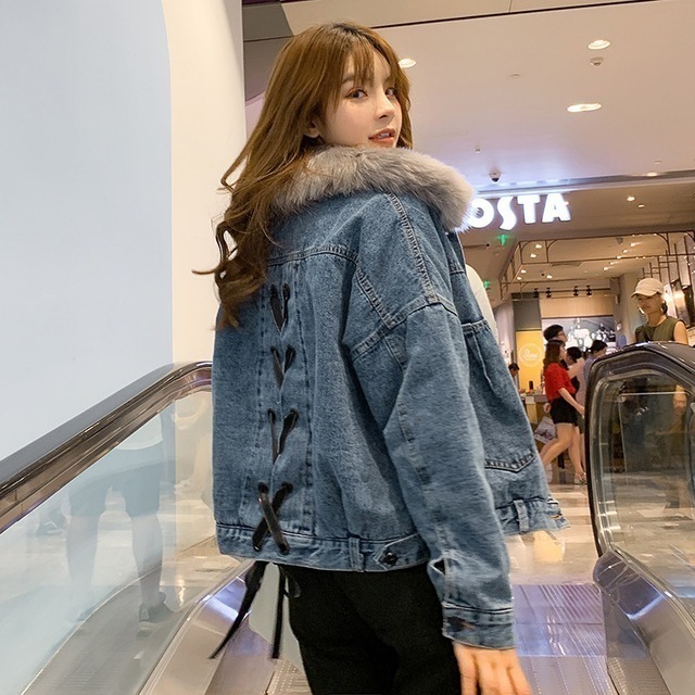 【即納】アウター デニムジャケット ジャケット ダウンコート 裏起毛 厚手 秋冬 ファー長袖 レディース デニムコート コート ジャケット レディース ボアブルゾン デニムコート