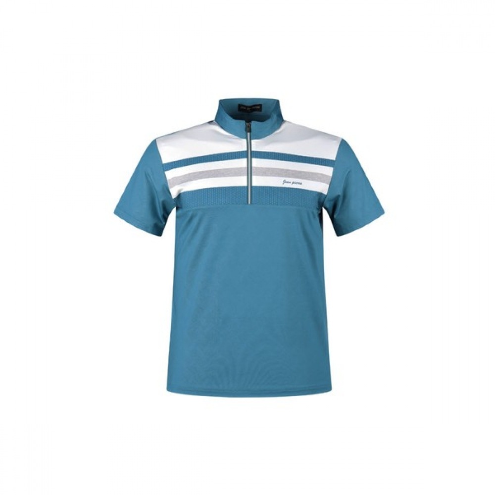 (ラックスゴルフ) ラックスゴルフジャンピールメンズハーフジップアップカラーブロック半袖ゴルフシャツ JP4M404