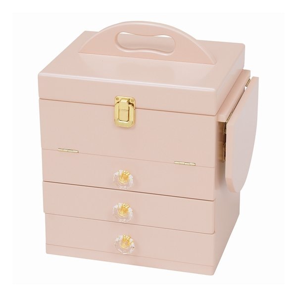 コスメボックス ピンク 幅26cm 三面鏡・ミニテーブル付き MUD-6835PI 5,324円