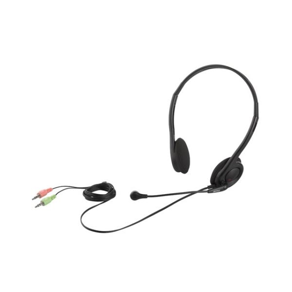 （まとめ） バッファロー両耳ヘッドバンド式ヘッドセット ブラック BSHSH14BK 1個 (×3セット)