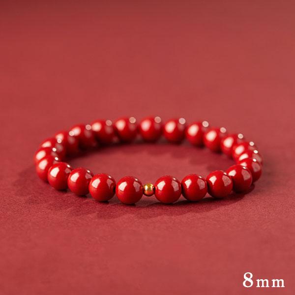 朱色 辰砂 ブレスレット 8mm 数珠 念珠 開運 鮮やか 朱 メンズ レディース 男女兼用 腕輪 ブレス アクセサリー 縁起担ぎ 魔除け