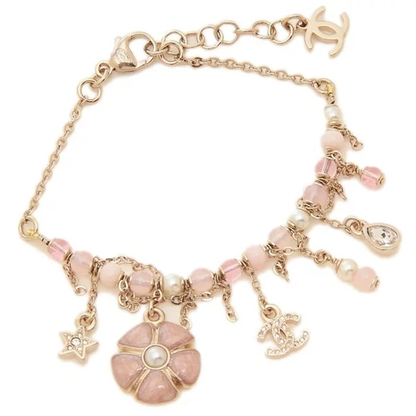 ブレスレット フラワーモチーフ 花 CCマーク ココマーク ゴールド ピンク レディース ABG890 B22987 U6099