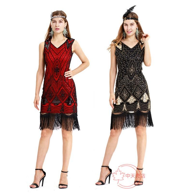 【激安開催!】ハロウィン復古風 レディース セクシーフリンジ付き スパンコール付きワンピース コスプレ衣装 パーテイー衣装 イベント衣装 演劇ステージ服