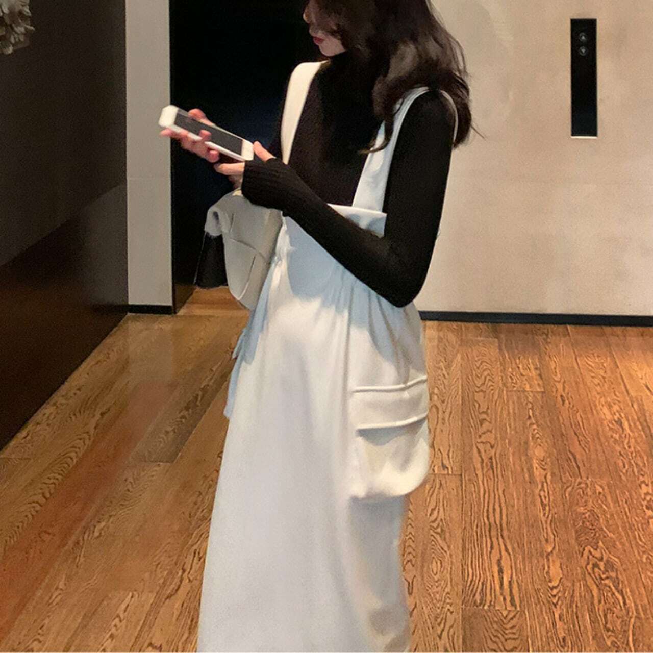 【送料無料】レディース スカート ワンピース オールインワン レザーウエストギャザー 5,700円