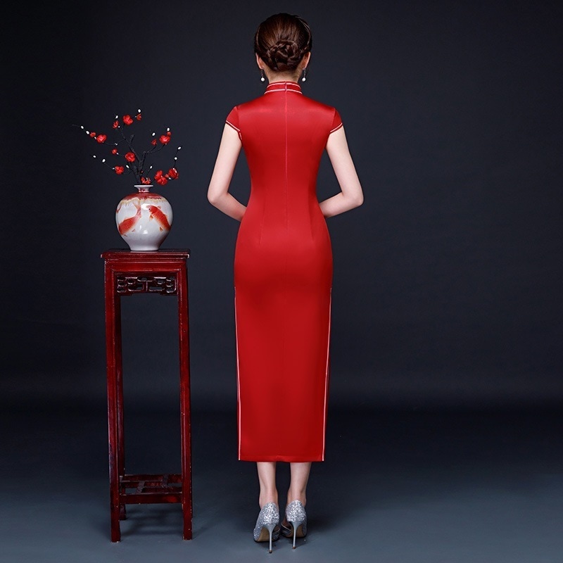 ワンピースドレスドレス2025シルク刺繍大型サイズのバンケットパフォーマンスドレススリムでスリムな毎日のチョンサムエレガントな気質