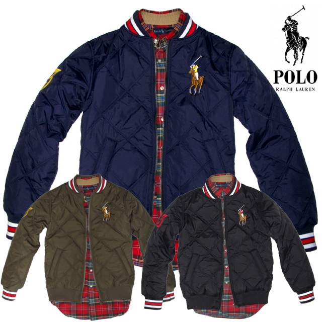 本物保証 キルティング ベースボール 中綿ジャケットマルチカラービッグポニー＆No.3 3カラー展開