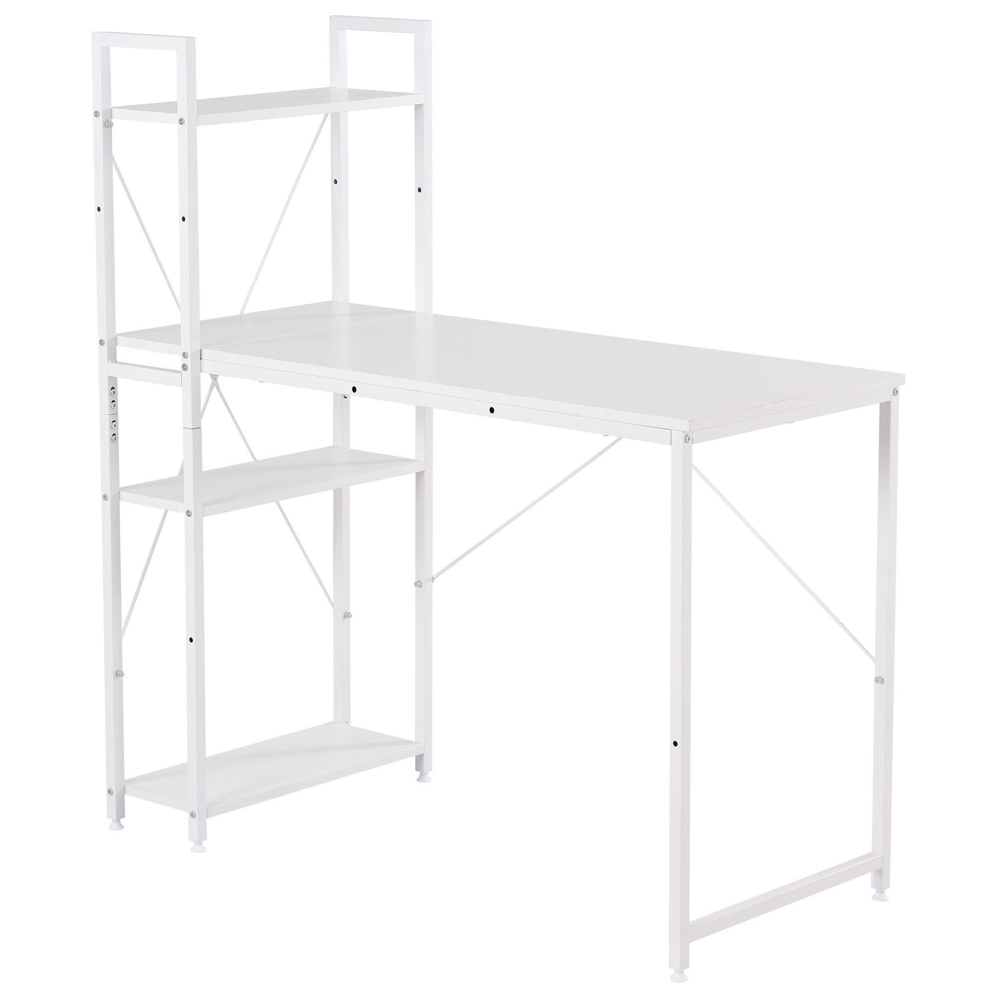 【迅速な出荷/1167】【人気商品】パソコンデスク ラック付き 調整可能　デスク ワークデスク 木製 学習デスク